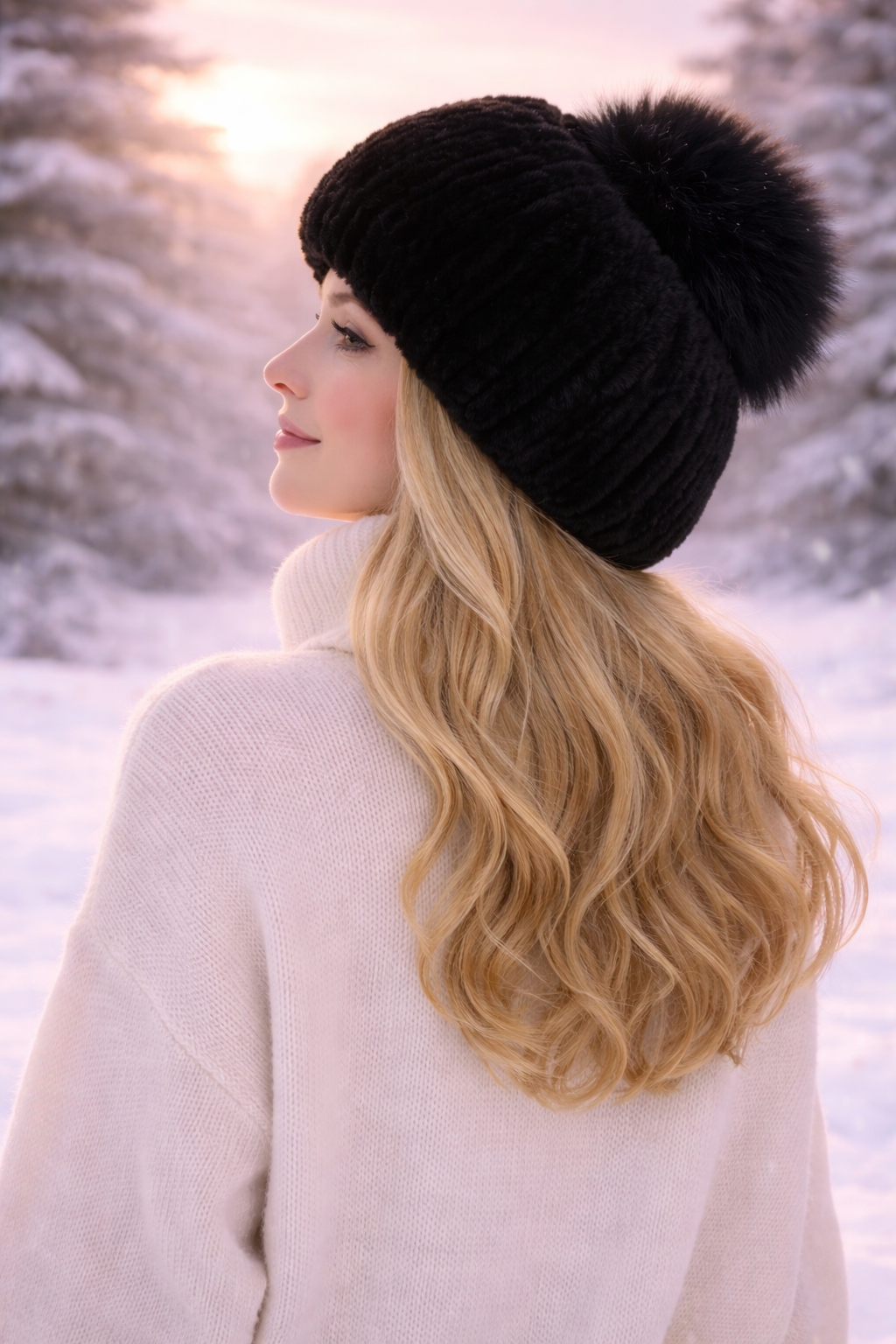 Noir Lumière Faux Fur Winter Hat