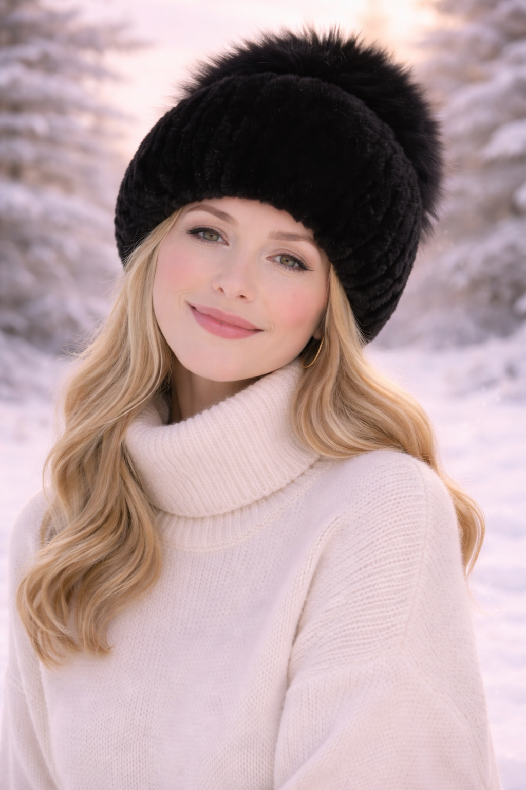 Noir Lumière Faux Fur Winter Hat