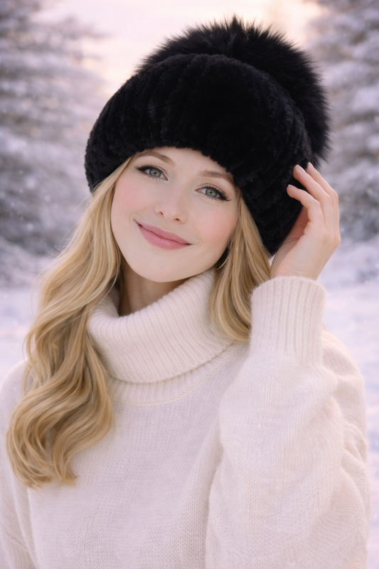 Noir Lumière Faux Fur Winter Hat
